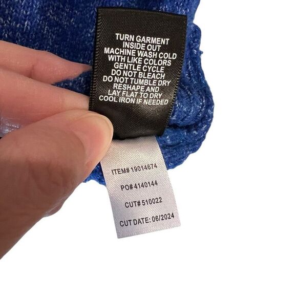 Torrid Metallic Thread Rib Knit Trim Crew Neck Sweater Blue Size 0 - Picture 4 of 6